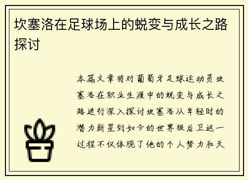 坎塞洛在足球场上的蜕变与成长之路探讨